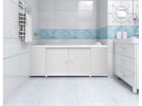 Изображение товара Экран-купе под ванну 1,49м белый аллюминевый профиль в Миди Лтд