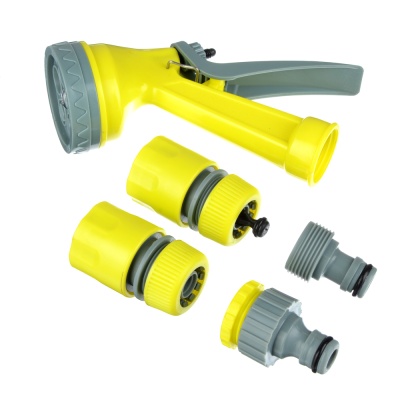 Изображение товара Набор для полива пистолет 5 режимов, 2 коннектора d1/2, переходник 1/2"-3/4" INBLOOM (48шт/кор) в Миди Лтд