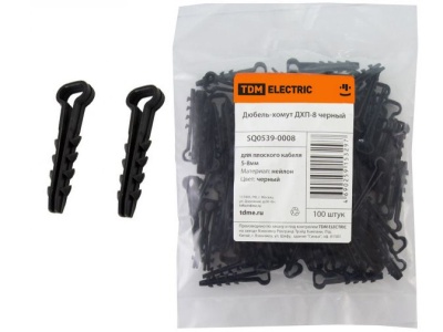 Изображение товара Дюбель-хомут для плоского кабеля 5х10мм черный (100шт/уп) TDM в Миди Лтд