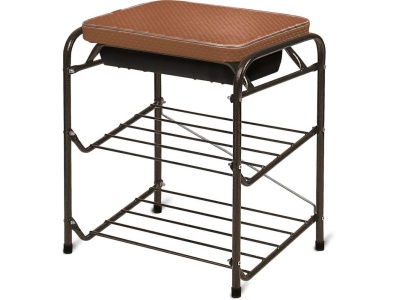 Изображение товара Банкетка для обуви с мягким сиденьем и ящиком NIKA 2 полки медный антик в Миди Лтд