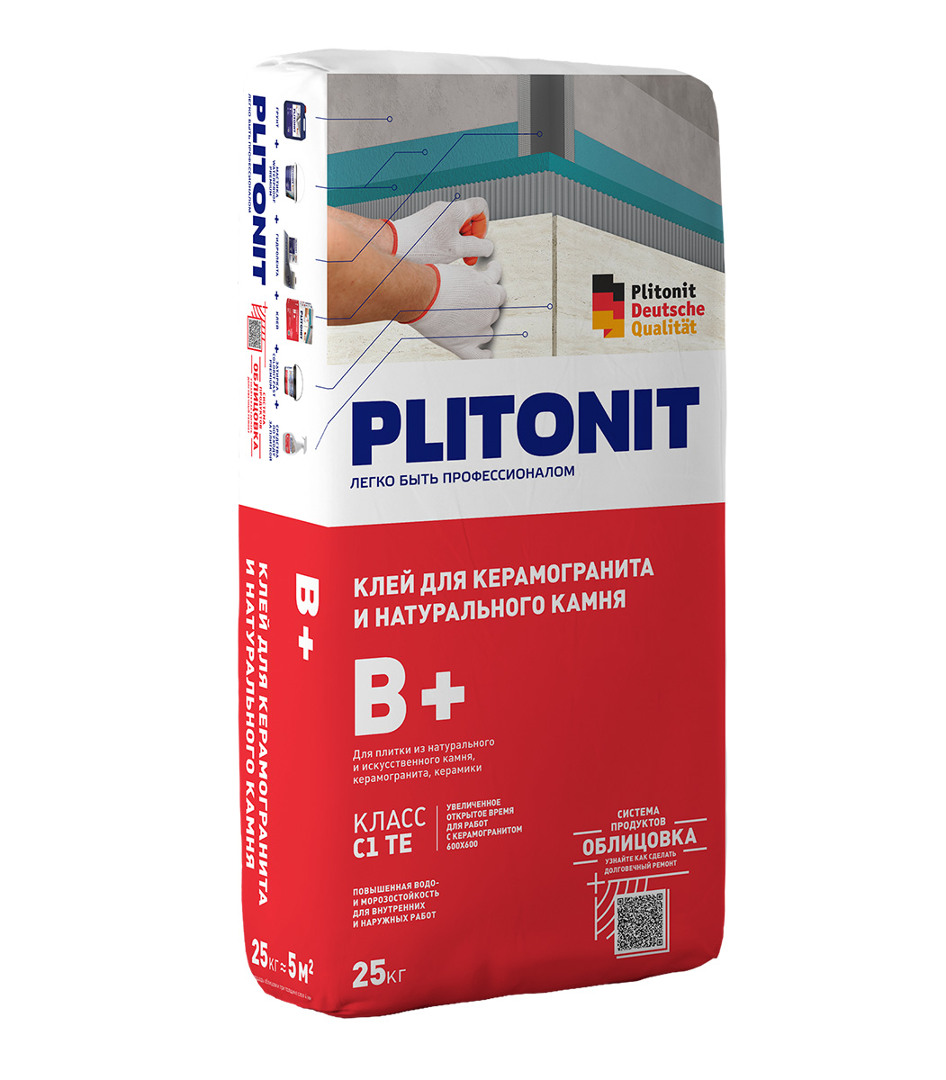Клей плиточный PLITONIT B+ 25кг (48шт/пал) - фото в Миди Лтд Изображение товара Клей плиточный PLITONIT B+ 25кг (48шт/пал) в Миди Лтд