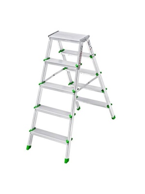 Двусторонняя алюминиевая стремянка 5х5 высота до верхней площ 107см вес 4,3кг - фото в Миди Лтд Изображение товара Двусторонняя алюминиевая стремянка 5х5 высота до верхней площ 107см вес 4,3кг в Миди Лтд