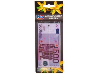 Изображение товара Ароматизатор автомобильный Деньги 500 Евро ваниль (75шт/кор) в Миди Лтд