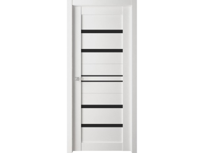 Изображение товара Полотно дверное ПО делюкс модель 302 белый бьянко стекло черное 600 в Миди Лтд