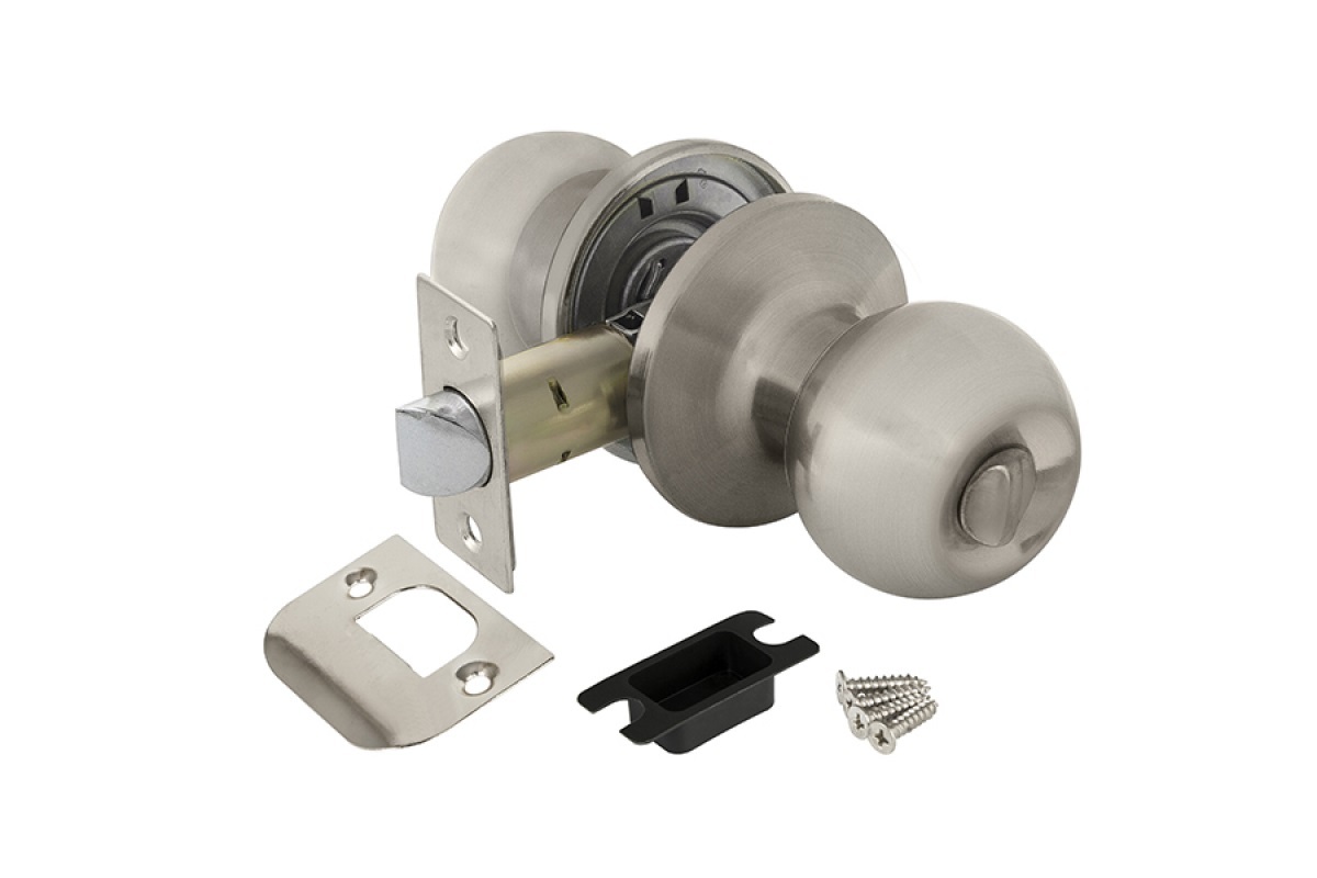 Замок шар Никель матовый с фиксатором 6082 SN-B - фото в Миди Лтд Изображение товара Замок шар Никель матовый с фиксатором 6082 SN-B в Миди Лтд