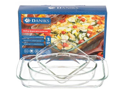 Набор форм для запекания стекло 3 предмета (прямоугольная 2,9л, овальная 2,4л, квадратная 1,1л) Х - фото в Миди Лтд Изображение товара Набор форм для запекания стекло 3 предмета (прямоугольная 2,9л, овальная 2,4л, квадратная 1,1л) Х в Миди Лтд