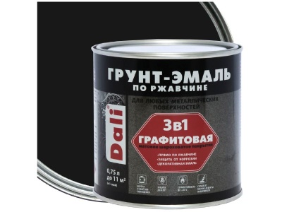 Грунт-эмаль по ржавчине Графитовая DALI черный 0,75л (6шт/уп; 660шт/пал) - фото в Миди Лтд Изображение товара Грунт-эмаль по ржавчине Графитовая DALI черный 0,75л (6шт/уп; 660шт/пал) в Миди Лтд