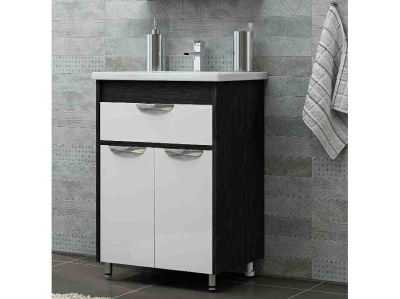 Изображение товара Тумба для ванной "Бордо" 80 венге/белая с умывальником "Como" 80 в Миди Лтд