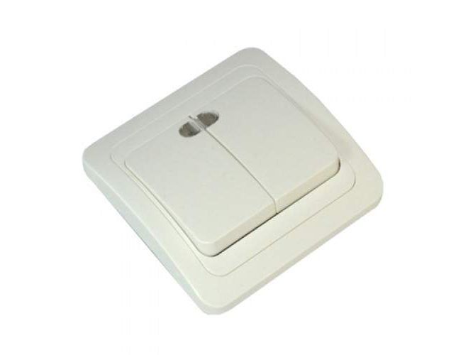 Изображение товара Выключатель 2кл. с подсветкой БЕЛЫЙ   ХХ в Миди Лтд