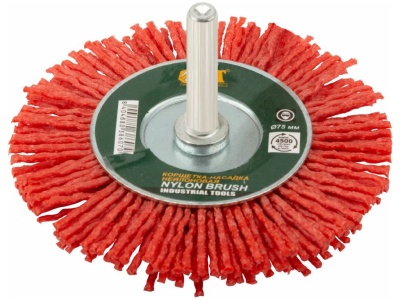 Корщетка-колесо нейлоновая со штифтом 75мм - фото в Миди Лтд Изображение товара Корщетка-колесо нейлоновая со штифтом 75мм в Миди Лтд