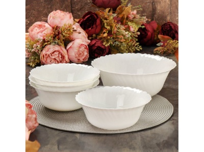 Изображение товара Салатник стеклокерамика круглый 5шт (салатник малый 0,7мл 4 шт, салатник большой 2л 1шт) Daniks Х в Миди Лтд