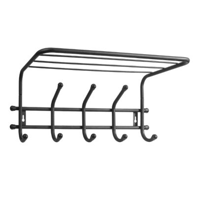 Изображение товара Вешалка настенная Комфорт 5 с полкой черная 5 крючков (2шт/уп) в Миди Лтд