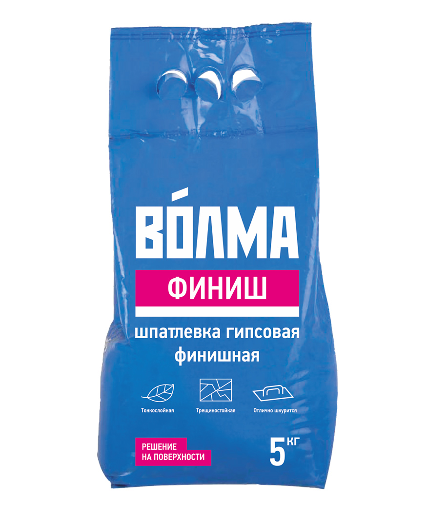 Шпатлевка гипсовая ВОЛМА-Финиш  5кг (208шт/пал) - фото в Миди Лтд Изображение товара Шпатлевка гипсовая ВОЛМА-Финиш  5кг (208шт/пал) в Миди Лтд