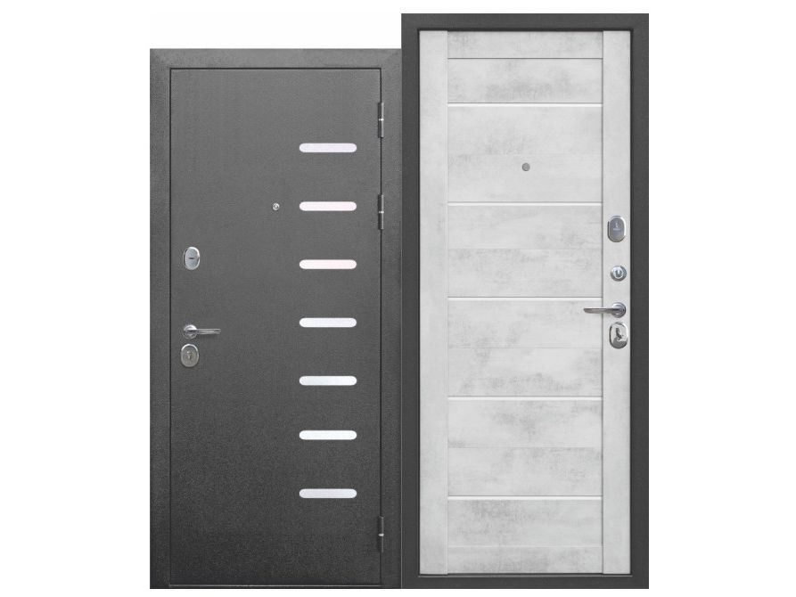 Дверь металлическая 860 правая 9см Серебро/Бетон снежный царга (ручка, основной замок, доп. замок) - фото в Миди Лтд Изображение товара Дверь металлическая 860 правая 9см Серебро/Бетон снежный царга (ручка, основной замок, доп. замок) в Миди Лтд