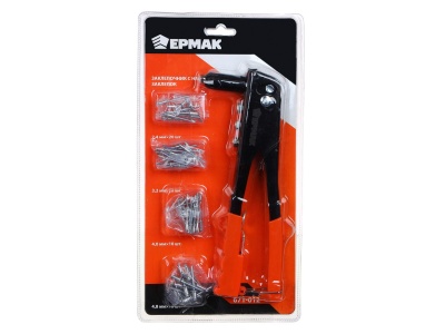 Изображение товара Заклепочник 225мм ЕРМАК с набором заклепок 2,4мм/3,2мм/4,0мм/4,8мм (40шт/кор) в Миди Лтд