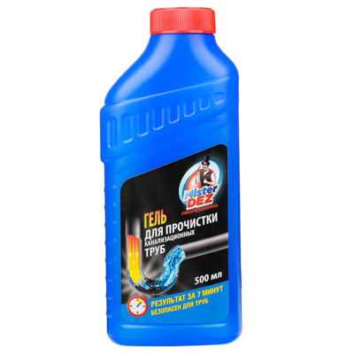 Изображение товара Гель для прочистки канализационных труб Mister Dez 500мл (20шт/кор) в Миди Лтд