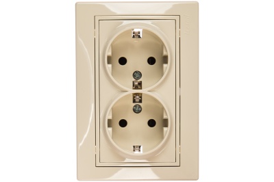 Розетка 2-местная LEZARD Мира крем со вставкой с/з керамика - фото в Миди Лтд Изображение товара Розетка 2-местная LEZARD Мира крем со вставкой с/з керамика в Миди Лтд