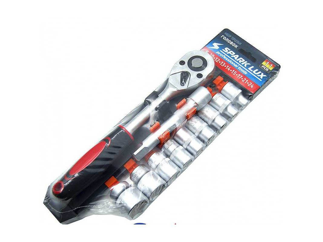 Набор торцевых головок Spark LUX 11 предметов, 1/2" головки, удлинитель и трещотка - фото в Миди Лтд Изображение товара Набор торцевых головок Spark LUX 11 предметов, 1/2" головки, удлинитель и трещотка в Миди Лтд