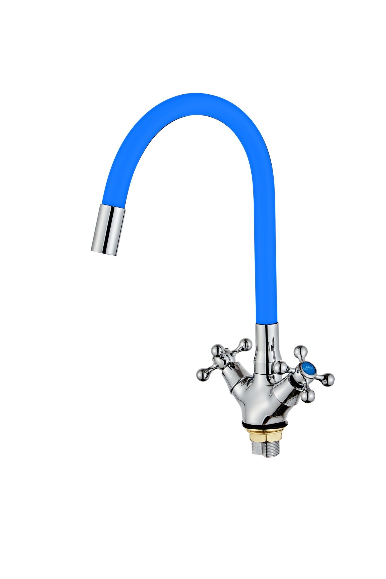 Смеситель для кухни высокий силиконовый излив гайка синий ХХХ - фото в Миди Лтд Изображение товара Смеситель для кухни высокий силиконовый излив гайка синий ХХХ в Миди Лтд