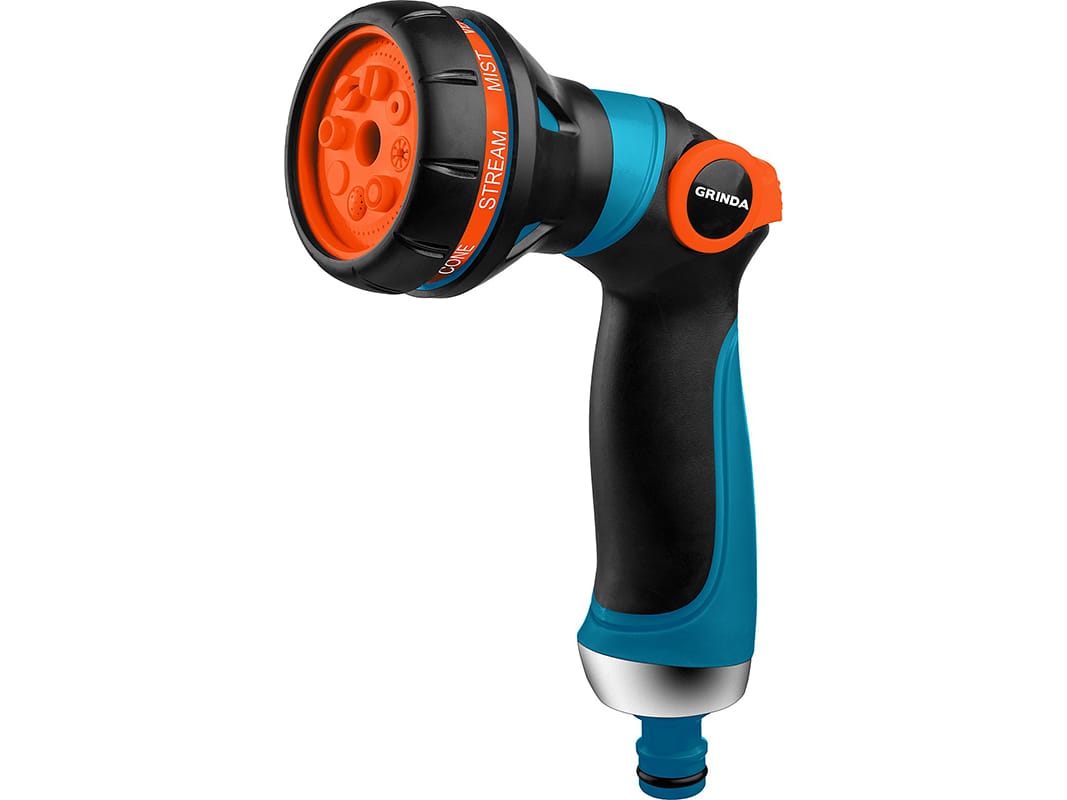 Изображение товара Пистолет GRINDA S-8 поливочный с регулятором напора 8 режимов в Миди Лтд