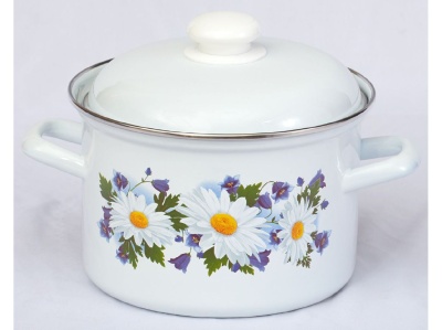 Изображение товара Кастрюля эмаль белая 3,0л Ромашковое поле С-1612АП2/4 (4шт/уп) Х в Миди Лтд