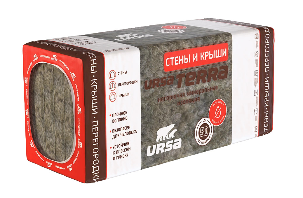 УРСА TERRA Стены и крыша 36PN PRO 10-1250-610-50 (7,625кв.м/0,381куб.м)(уп-10шт/пал-40шт)х - фото в Миди Лтд Изображение товара УРСА TERRA Стены и крыша 36PN PRO 10-1250-610-50 (7,625кв.м/0,381куб.м)(уп-10шт/пал-40шт)х в Миди Лтд