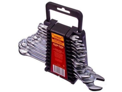 Изображение товара Набор ключей ЕРМАК рожковых 6 предметов (8х10-17х19мм) желтый цинк, пластик холдер в Миди Лтд