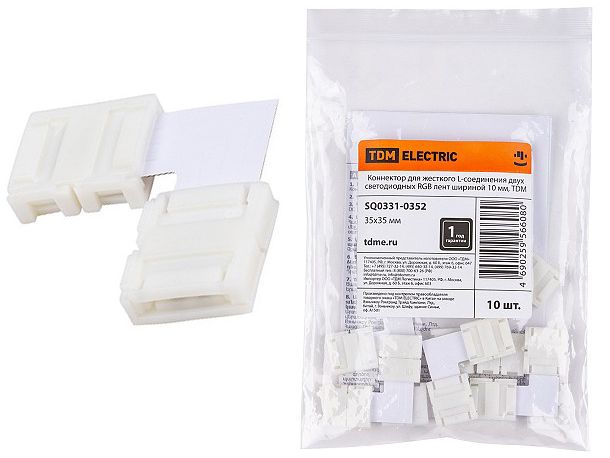 Изображение товара Коннектор для жесткого L-соединения светодиодных RGB лент 10мм TDM в Миди Лтд