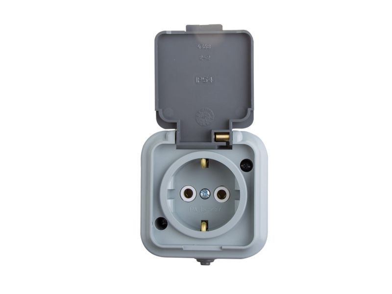 Розетка 1 местная REXANT с/з штепсельная влагозащищенная открытой установки 16А IP54 - фото в Миди Лтд Изображение товара Розетка 1 местная REXANT с/з штепсельная влагозащищенная открытой установки 16А IP54 в Миди Лтд