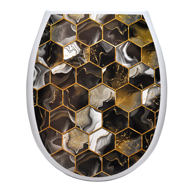 Изображение товара Сиденье для унитаза жесткое "Океан LUX с рис. Абстракция соты" (1/10уп) в Миди Лтд