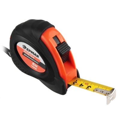 Рулетка  5м*19мм ЕРМАК с обрезиненным корпусом (12шт/уп)(120шт/кор) - фото в Миди Лтд Изображение товара Рулетка  5м*19мм ЕРМАК с обрезиненным корпусом (12шт/уп)(120шт/кор) в Миди Лтд