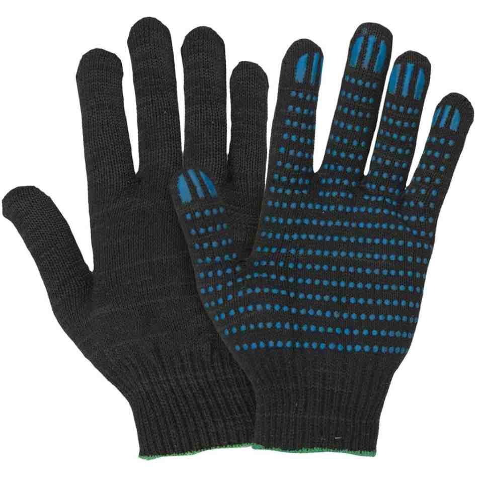 Изображение товара Перчатки х/б 5 нитей ПВХ Точка Черные (10шт/уп)(250шт/меш) в Миди Лтд