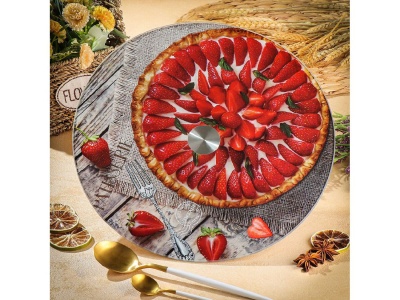 Изображение товара Блюдо для сервировки стекло круглое вращающееся 30см Daniks Клубничный пирог (12шт/уп) в Миди Лтд