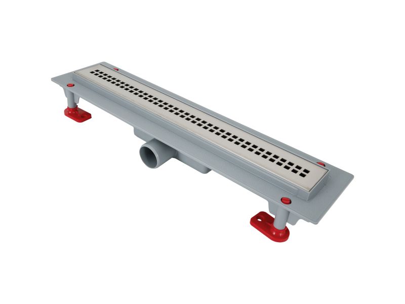 Изображение товара Трап линейный пластик. 40мм 450*62 мат.нерж. решетка Риф комб. затвор в Миди Лтд