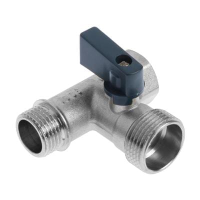 Изображение товара Кран шаровой трехпроходной 1/2х3/4х1/2 г/ш/ш Aqualink (10/100шт/уп) в Миди Лтд