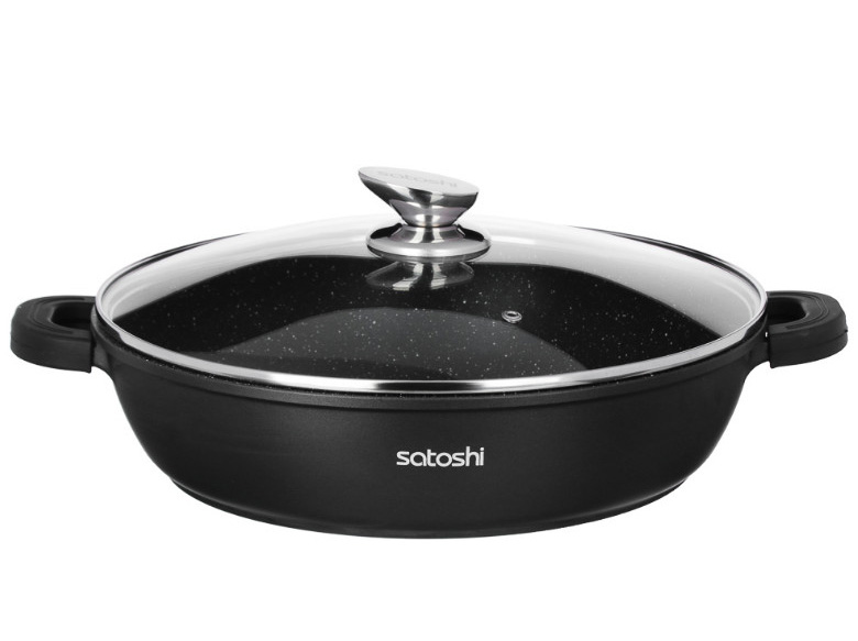 Сотейник с крышкой SATOSHI Лион 5,2л 32*8,2см антиприг покрытие Мрамор индукция - фото в Миди Лтд Изображение товара Сотейник с крышкой SATOSHI Лион 5,2л 32*8,2см антиприг покрытие Мрамор индукция в Миди Лтд