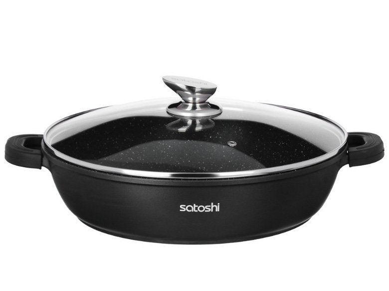 Изображение товара Сотейник с крышкой SATOSHI Лион 5,2л 32*8,2см антиприг покрытие Мрамор индукция в Миди Лтд