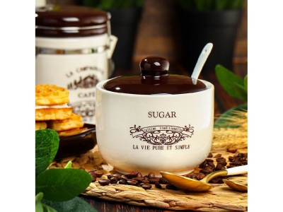 Сахарница доломит 520мл с ложкой Daniks Кафе (32шт/уп) - фото в Миди Лтд Изображение товара Сахарница доломит 520мл с ложкой Daniks Кафе (32шт/уп) в Миди Лтд