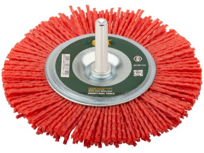 Корщетка-колесо нейлоновая со штифтом 100мм - фото в Миди Лтд Изображение товара Корщетка-колесо нейлоновая со штифтом 100мм в Миди Лтд