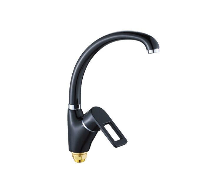 Смеситель для кухни высокий излив 40мм гайка черный - фото в Миди Лтд Изображение товара Смеситель для кухни высокий излив 40мм гайка черный в Миди Лтд