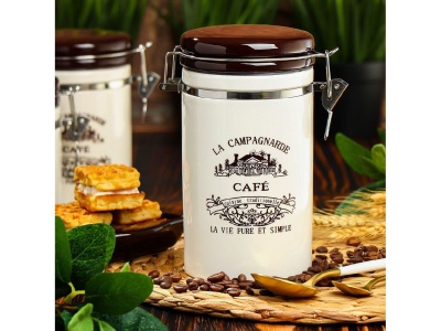 Банка для сыпучих продуктов доломит 0,75л с крышкой Daniks Кафе (18шт/уп) - фото в Миди Лтд Изображение товара Банка для сыпучих продуктов доломит 0,75л с крышкой Daniks Кафе (18шт/уп) в Миди Лтд