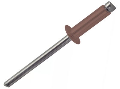 Заклепка алюм/сталь 3,2х8 RAL 3011 красно- коричневая (100 шт/уп) - фото в Миди Лтд Изображение товара Заклепка алюм/сталь 3,2х8 RAL 3011 красно- коричневая (100 шт/уп) в Миди Лтд