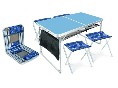 Набор NIKA стол складной 1200x600мм+4стула складных 300х300мм голубой-джинс - фото в Миди Лтд Изображение товара Набор NIKA стол складной 1200x600мм+4стула складных 300х300мм голубой-джинс в Миди Лтд