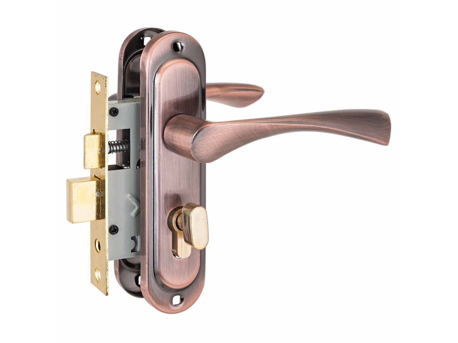 Замок врезной 103/50B вертушка AC старая медь с ручкой Стандарт (20шт/уп) - фото в Миди Лтд Изображение товара Замок врезной 103/50B вертушка AC старая медь с ручкой Стандарт (20шт/уп) в Миди Лтд