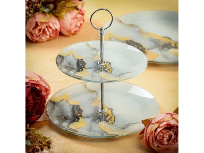 Ваза для фруктов стекло 2 яруса Daniks Флюид (12шт/уп) - фото в Миди Лтд Изображение товара Ваза для фруктов стекло 2 яруса Daniks Флюид (12шт/уп) в Миди Лтд