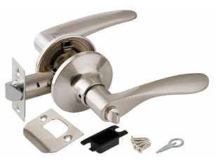 Замок ручка Никель матовый с фиксатором 6020 SN-B - фото в Миди Лтд Изображение товара Замок ручка Никель матовый с фиксатором 6020 SN-B в Миди Лтд