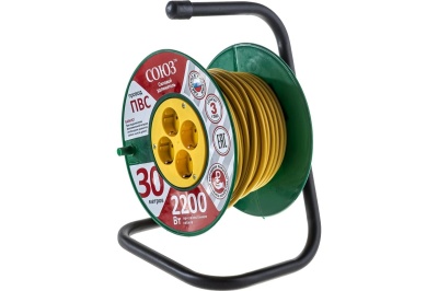 Удлинитель силовой на катушке 30м с/з 4 гнезда 2200Вт Союз - фото в Миди Лтд Изображение товара Удлинитель силовой на катушке 30м с/з 4 гнезда 2200Вт Союз в Миди Лтд