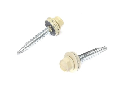 Саморез кровельный мет-дер, слоновая кость 4,8*35 RAL 1014 (250шт/уп) - фото в Миди Лтд Изображение товара Саморез кровельный мет-дер, слоновая кость 4,8*35 RAL 1014 (250шт/уп) в Миди Лтд