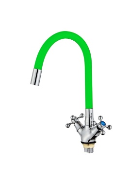 Смеситель для кухни высокий силиконовый излив гайка зеленый ХХХ - фото в Миди Лтд Изображение товара Смеситель для кухни высокий силиконовый излив гайка зеленый ХХХ в Миди Лтд
