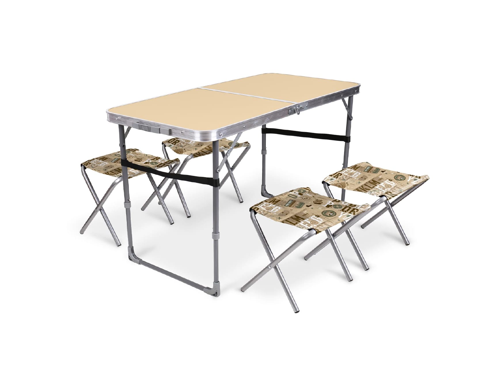 Набор NIKA стол складной 1020х500мм+4стула складных 300х300мм кофе с молоком-сафари - фото в Миди Лтд Изображение товара Набор NIKA стол складной 1020х500мм+4стула складных 300х300мм кофе с молоком-сафари в Миди Лтд